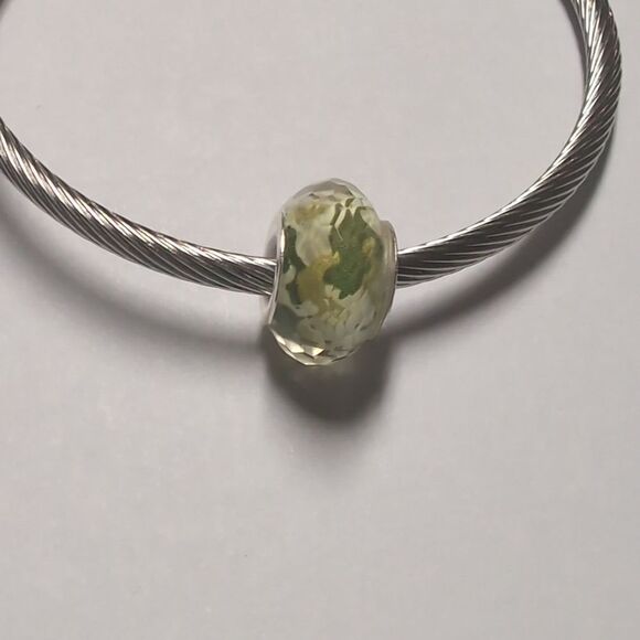 Clear with Green Camouflage Background Charm for Pandora Style Bracelet - Picture 3 of 5